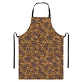 Brown Hawaiian Camo Flower Pattern Print Bib Apron With Pocket