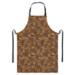Brown Hawaiian Camo Flower Pattern Print Bib Apron With Pocket