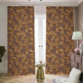 Brown Hawaiian Camo Flower Pattern Print Dimout Pencil Pleat Curtains