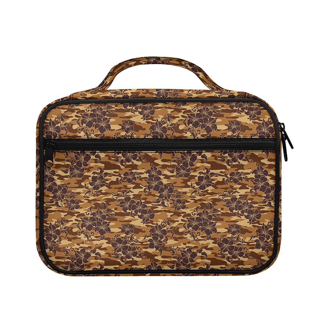 Brown Hawaiian Camo Flower Pattern Print Briefcase Bible Bag