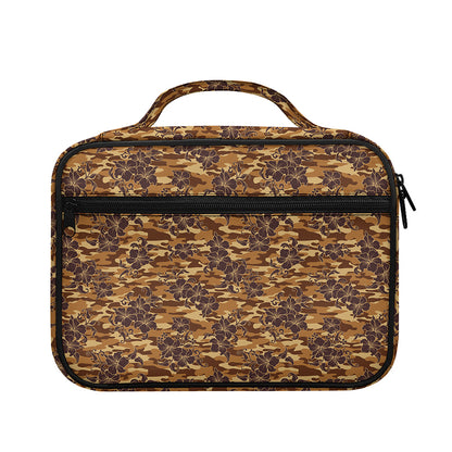 Brown Hawaiian Camo Flower Pattern Print Briefcase Bible Bag