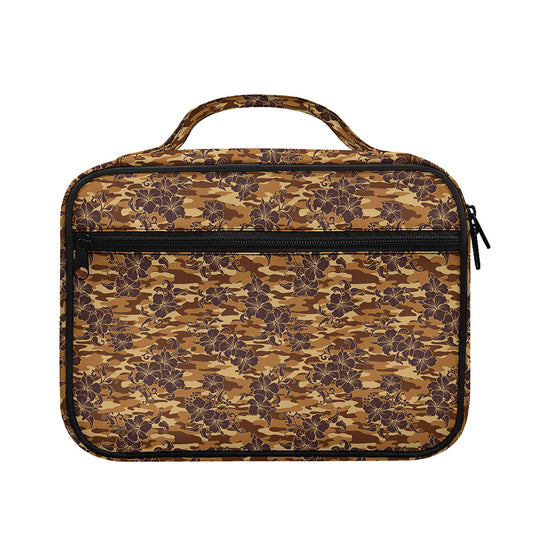 Brown Hawaiian Camo Flower Pattern Print Briefcase Bible Bag