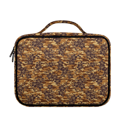 Brown Hawaiian Camo Flower Pattern Print Briefcase Bible Bag