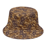 Brown Hawaiian Camo Flower Pattern Print Bucket Hat