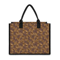 Brown Hawaiian Camo Flower Pattern Print Canvas Tote Bag