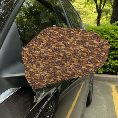 Brown Hawaiian Camo Flower Pattern Print Car Side Mirror Covers