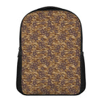 Brown Hawaiian Camo Flower Pattern Print Casual Backpack