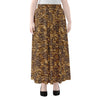 Brown Hawaiian Camo Flower Pattern Print Chiffon Maxi Skirt