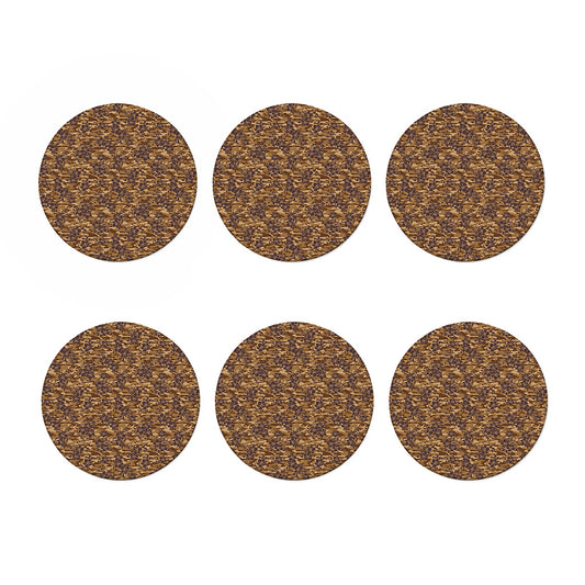 Brown Hawaiian Camo Flower Pattern Print Coaster Set