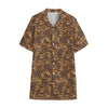 Brown Hawaiian Camo Flower Pattern Print Cotton Hawaiian Shirt