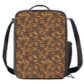 Brown Hawaiian Camo Flower Pattern Print Crossbody Lunch Bag