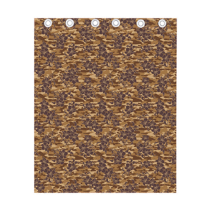 Brown Hawaiian Camo Flower Pattern Print Curtain