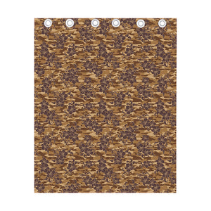 Brown Hawaiian Camo Flower Pattern Print Curtain