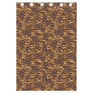 Brown Hawaiian Camo Flower Pattern Print Curtain