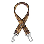 Brown Hawaiian Camo Flower Pattern Print Dog Seat Belt