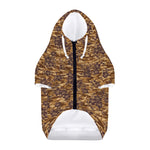 Brown Hawaiian Camo Flower Pattern Print Dog Zip Up Hoodie