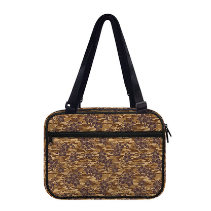Brown Hawaiian Camo Flower Pattern Print Double Strap Bible Bag