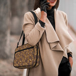 Brown Hawaiian Camo Flower Pattern Print Double Strap Bible Bag