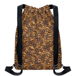 Brown Hawaiian Camo Flower Pattern Print Drawstring Backpack