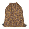 Brown Hawaiian Camo Flower Pattern Print Drawstring Bag