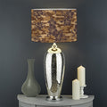 Brown Hawaiian Camo Flower Pattern Print Drum Lamp Shade