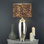 Brown Hawaiian Camo Flower Pattern Print Drum Lamp Shade