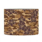 Brown Hawaiian Camo Flower Pattern Print Drum Lamp Shade