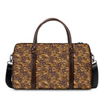 Brown Hawaiian Camo Flower Pattern Print Duffle Bag