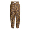 Brown Hawaiian Camo Flower Pattern Print Fleece Lined Knit Pants