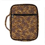 Brown Hawaiian Camo Flower Pattern Print Front Pocket Bible Bag