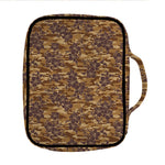 Brown Hawaiian Camo Flower Pattern Print Front Pocket Bible Bag