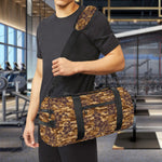 Brown Hawaiian Camo Flower Pattern Print Gym Bag