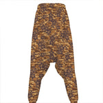 Brown Hawaiian Camo Flower Pattern Print Hammer Pants