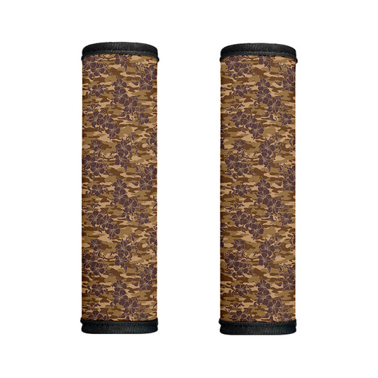 Brown Hawaiian Camo Flower Pattern Print Handle Covers
