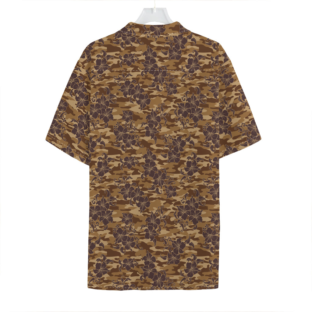Brown Hawaiian Camo Flower Pattern Print Hawaiian Shirt