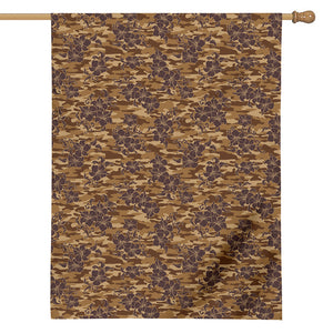 Brown Hawaiian Camo Flower Pattern Print House Flag