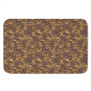 Brown Hawaiian Camo Flower Pattern Print Indoor Door Mat