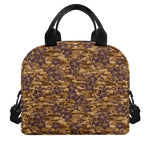 Brown Hawaiian Camo Flower Pattern Print Insulated Lunch Bag