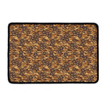 Brown Hawaiian Camo Flower Pattern Print Kitchen Mat