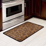 Brown Hawaiian Camo Flower Pattern Print Kitchen Mat