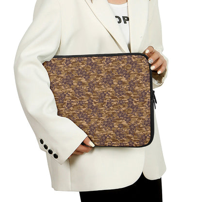 Brown Hawaiian Camo Flower Pattern Print Laptop Sleeve