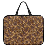 Brown Hawaiian Camo Flower Pattern Print Laptop Sleeve With Handle