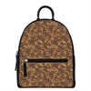 Brown Hawaiian Camo Flower Pattern Print Leather Backpack