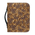 Brown Hawaiian Camo Flower Pattern Print Leather Bible Cover