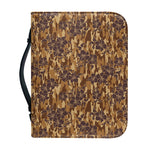 Brown Hawaiian Camo Flower Pattern Print Leather Bible Cover