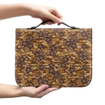 Brown Hawaiian Camo Flower Pattern Print Leather Bible Cover