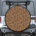 Brown Hawaiian Camo Flower Pattern Print Leather Spare Tire Cover
