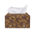 Brown Hawaiian Camo Flower Pattern Print Leather Tissue Box Cover
