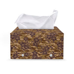 Brown Hawaiian Camo Flower Pattern Print Leather Tissue Box Cover