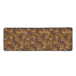 Brown Hawaiian Camo Flower Pattern Print Long Kitchen Mat